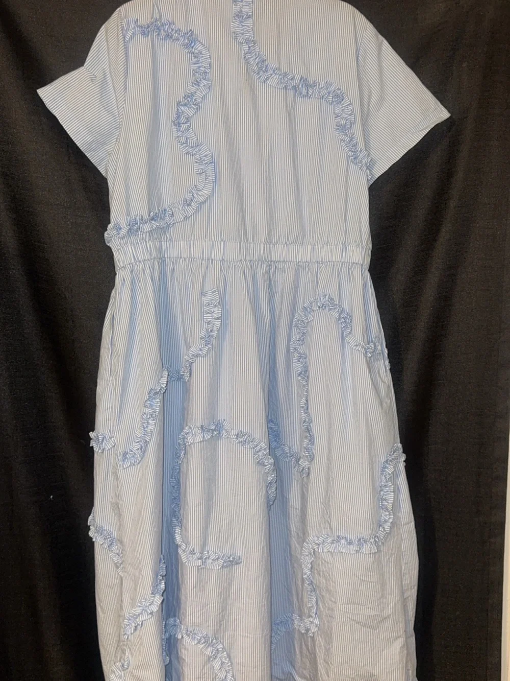 Kate Spade Light Blue Striped Ruffle Shirtdress